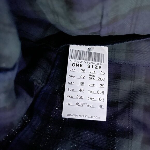 Brandy Melville 26 Mini Skirt Blue Black Green Plaid School Uniform - Picture 5 of 7